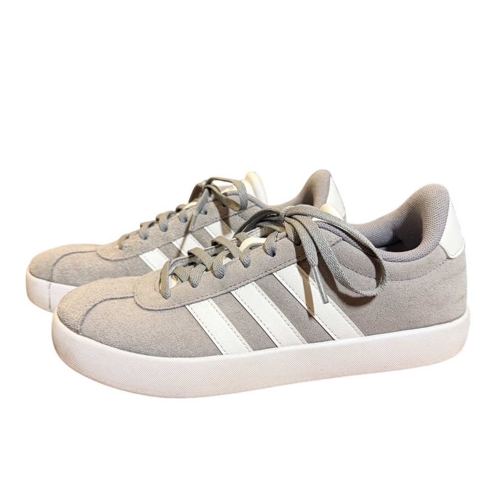 Adidas VL Court 3.0 Grey Suede Low Top Sneakers Kids Size 5
